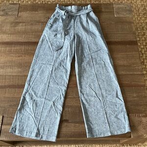 Express Blue Linen/Cotton High Waisted Wide Leg  Pants Size XS